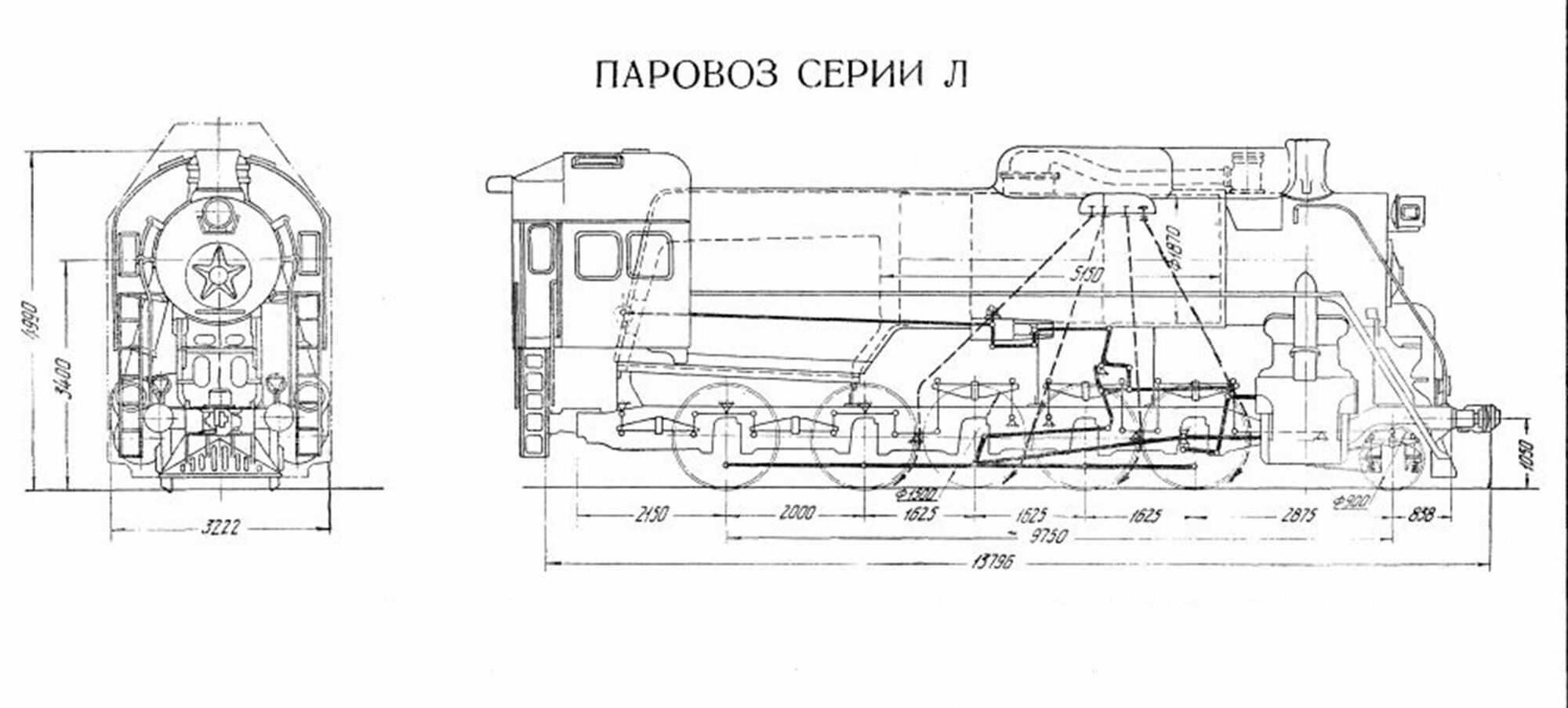 Чертёж паровоза серии Л